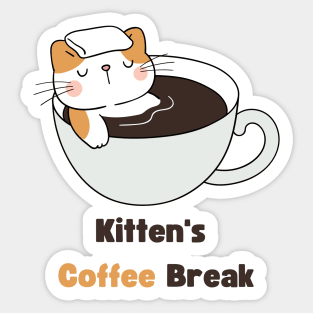 Kitten's Coffee Break Sticker